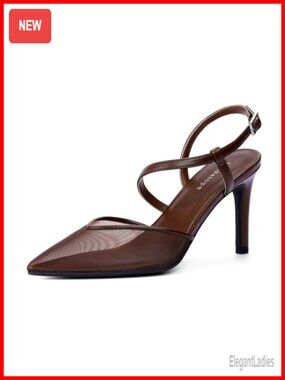 Closed Toe Slingback Pumps with Ankle Strap and Stiletto Heel